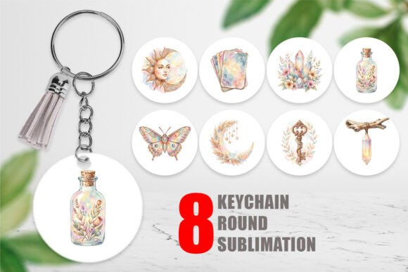 Download Watercolor Boho Celestial Keychain PNG - Boho celestial Collection