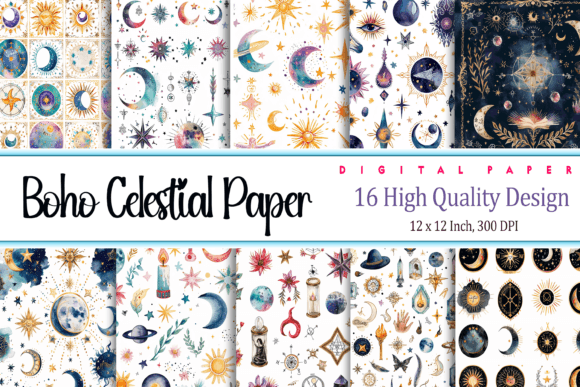 Download Boho Celestial Paper Watercolor - Boho celestial Collection