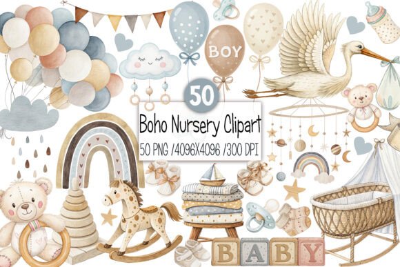 Download Baby Shower Clipart,Boho Nursery Clipart - Baby shower clipart Collection