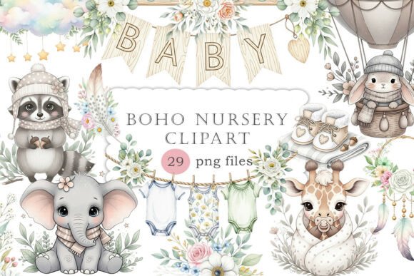 Download Baby Shower Clipart,Boho Nursery Clipart - Baby shower clipart Collection