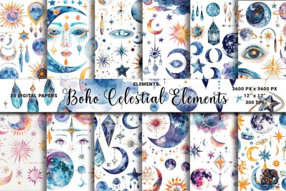 Download Boho Celestial Elements White Background - Boho celestial Collection