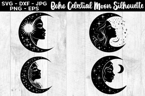 Download Boho Celestial Moon Silhouettes SVG EPS - Boho celestial Collection