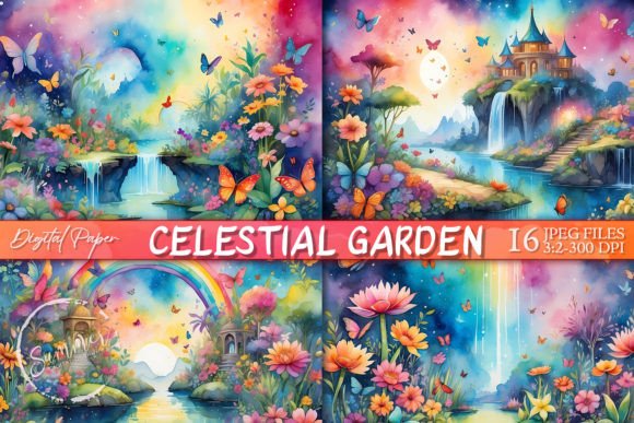 Download Boho Celestial Garden Watercolor Paper - Boho celestial Collection