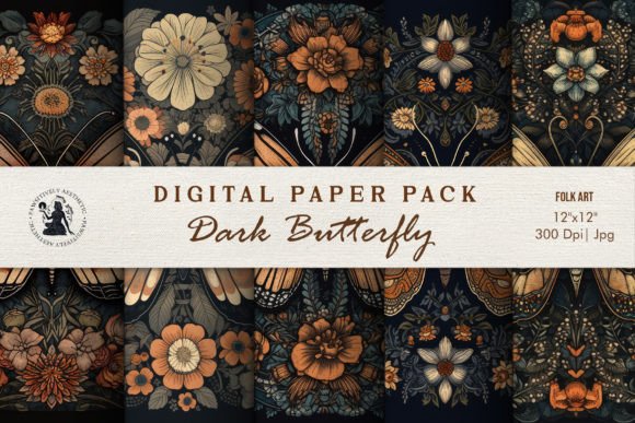 Download Grunge Butterfly Folk Art Digital Paper - Grunge Collection
