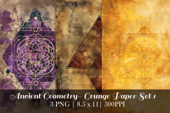 Download Ancient Geometry Grunge Paper Set 1 - Grunge Collection